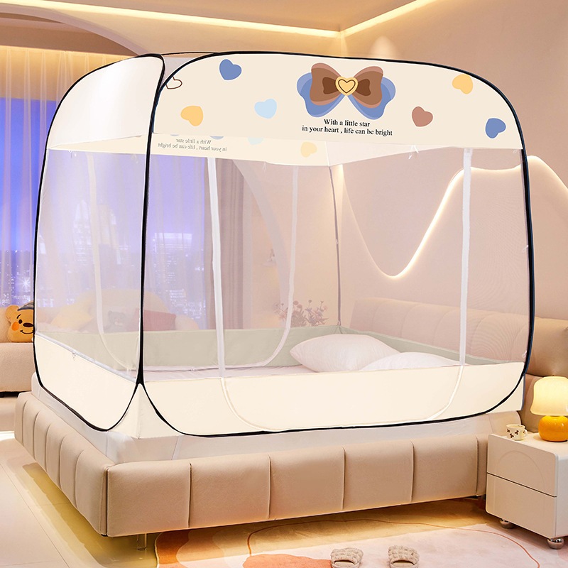 クラスaaスクエアトップ取り付け不要蚊帳両開きドア落下防止暗号化折りたたみ式家庭用ダブルジッパー