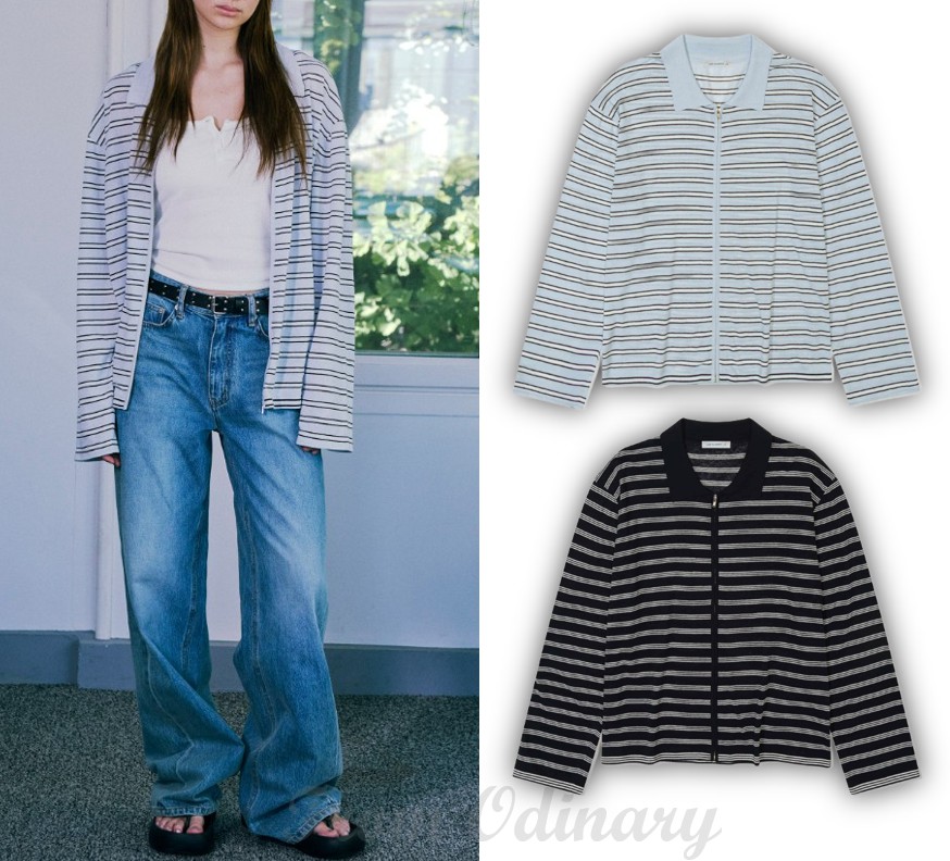 STRIPED ZIP-UP CARDIGAN (LC252KN04)