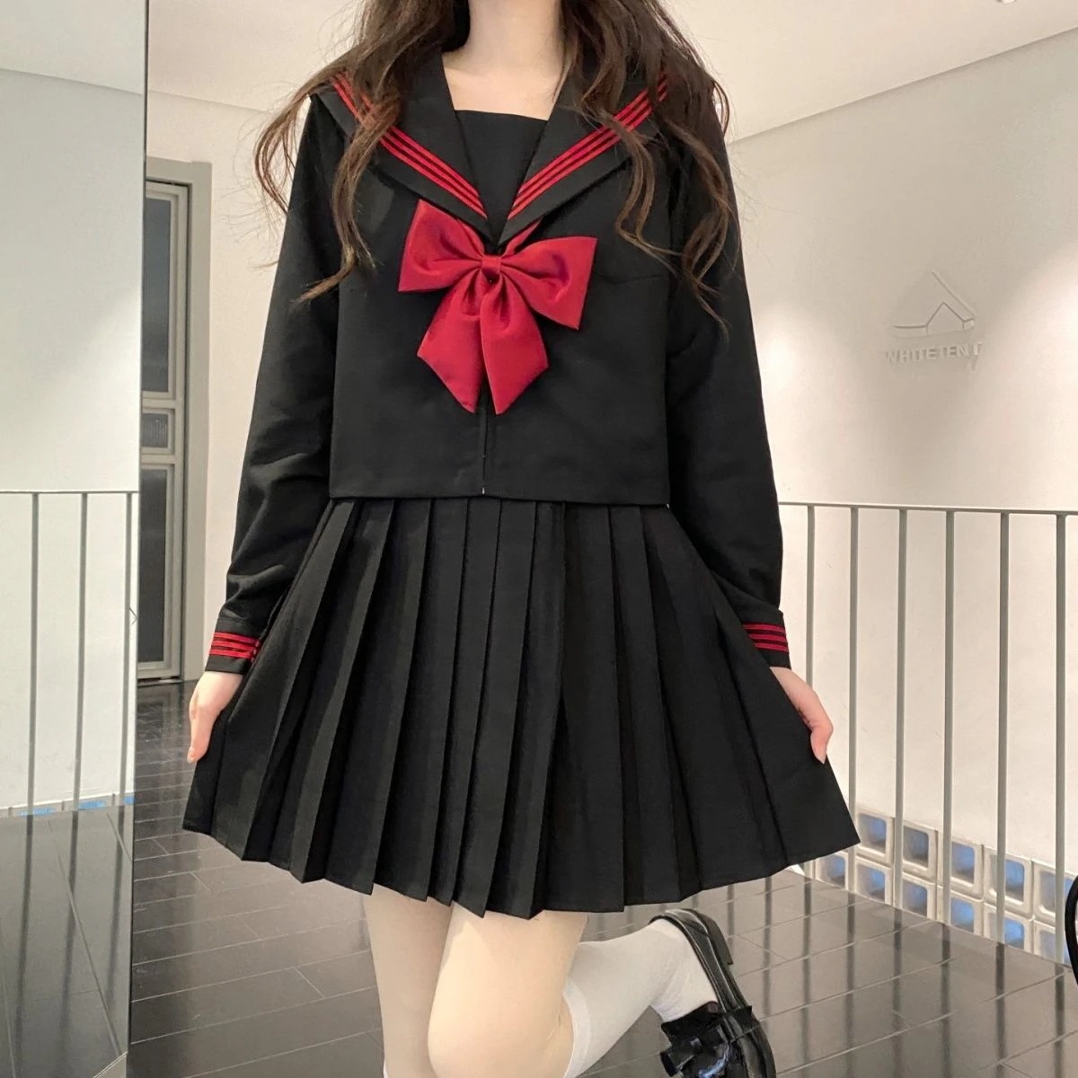 オリジナルjk制服赤長袖セーラー服ベーシック日系中間服学院風クラス制服