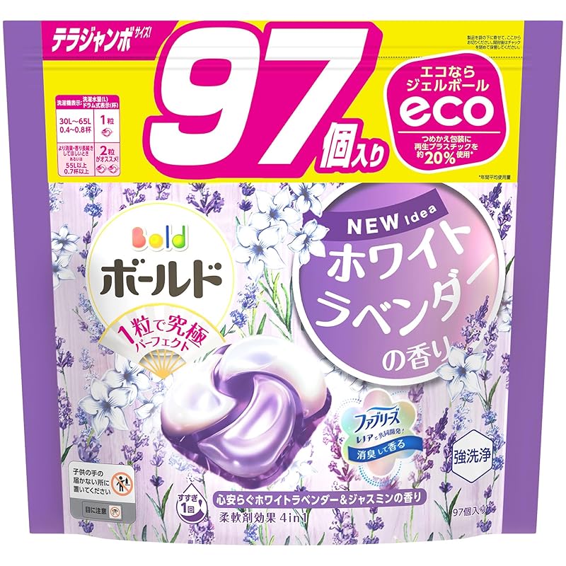 Bold ボールド 洗濯洗剤 ジェルボール4D ホワイトラベンダー&ジャスミン 詰め替え 97個 [大容量]