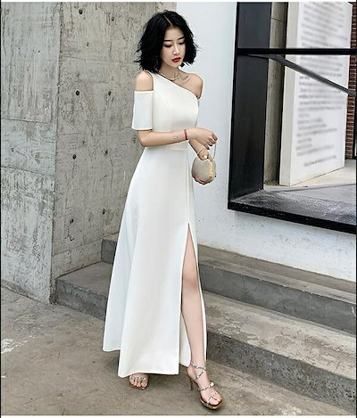 オフショルダーロングドレス　パーティ・ステージードレス セクシー 肩出し パーティードレス 結婚式 ワンピース オフショルダー