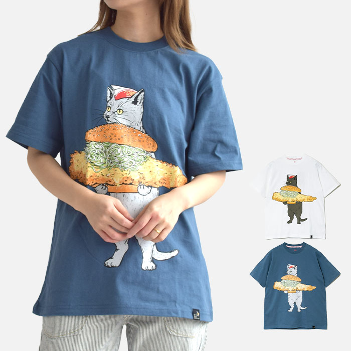 【2025春夏新作】ゴースローキャラバン 半袖 Tシャツ トップス ドムドムハンバーガー ドムドム ハンバーガー びたびたバターフィッシュ猫TEE ねこ ネコ 341962