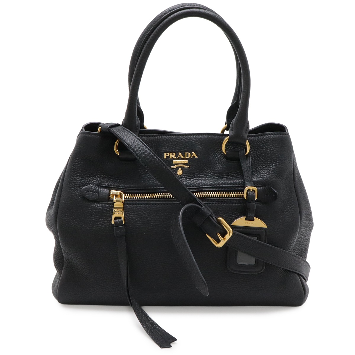 VITELLO PHENIX ハンドバッグ トートバッグ 2WAY ショルダーバッグ 斜め掛け レザー NERO ブラック 黒 ゴールド金具 1BG04