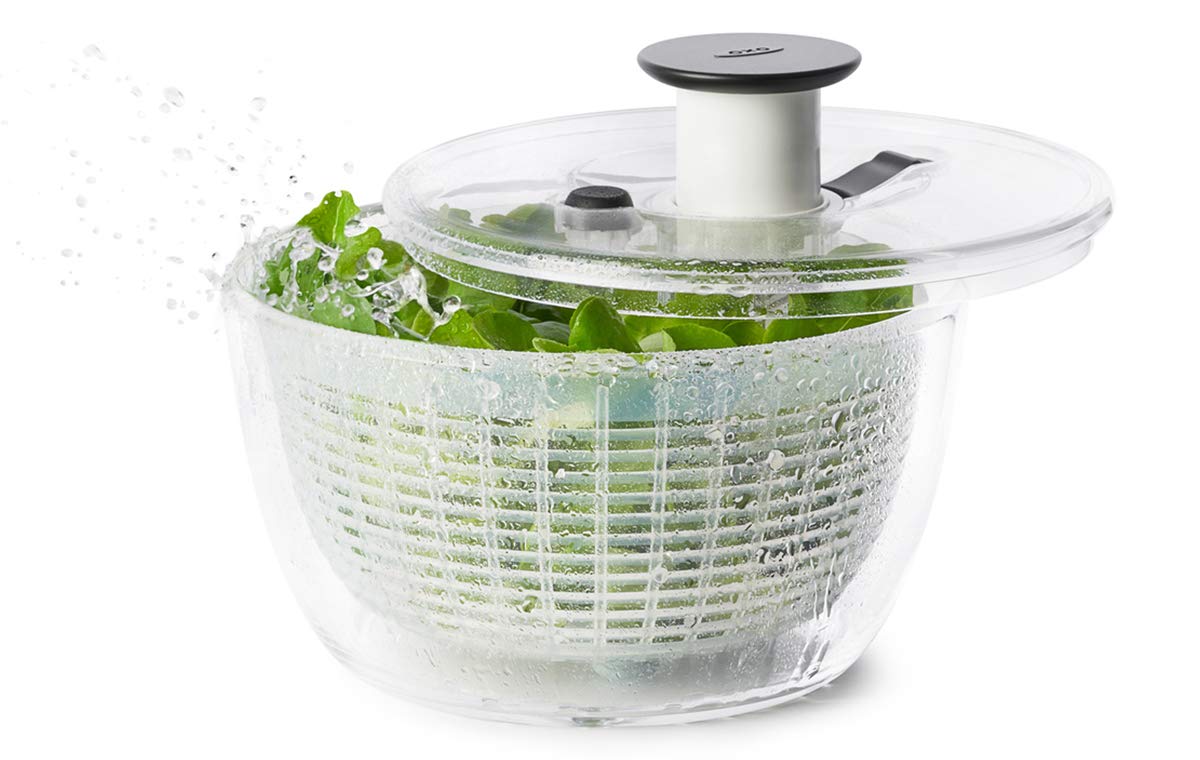 OXO サラダスピナー 野菜水切り器 小 丸型 2~3人分 一人暮らし 20.5×20.5×12cm 食器洗い乾燥機(低温設定)可