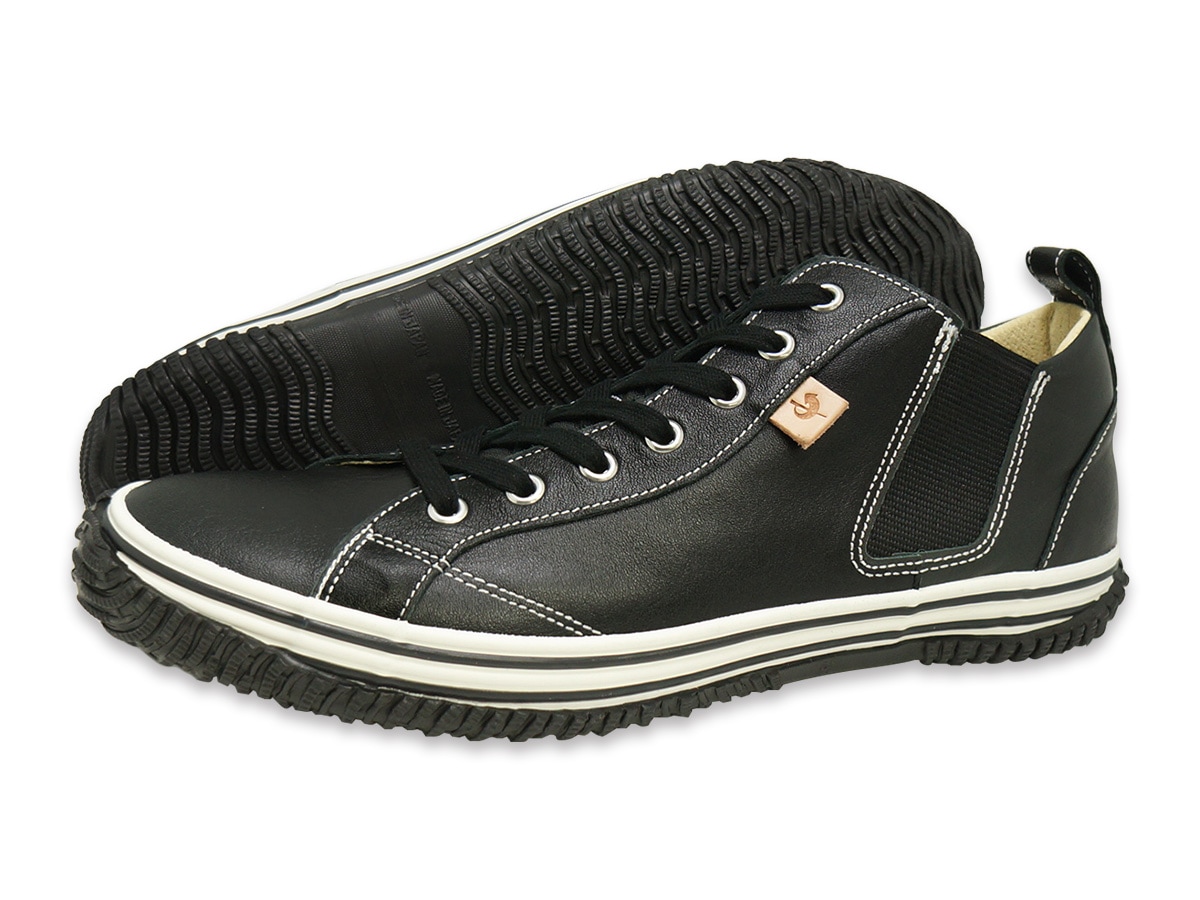 スニーカー メンズ レディース SPM-442 ブラック 黒 ミドルカット カンガルーレザー 本革 日本製 スピングルムーヴ