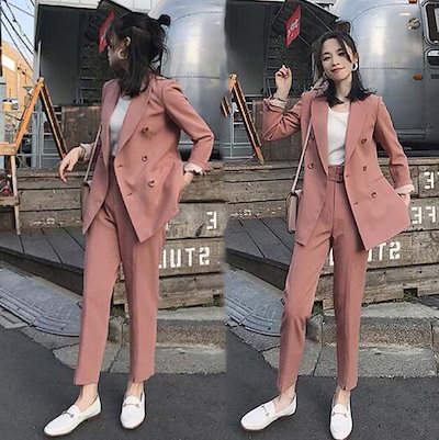 1103Kスーツレディースビジネススーツ就活面接出張女性用可愛いセットlアップパンツスーツ2点セットジャケットパンツ面接オフィスOLスーツセットレディーススーツ就職活動カジュアルスーツリクルートスーツ