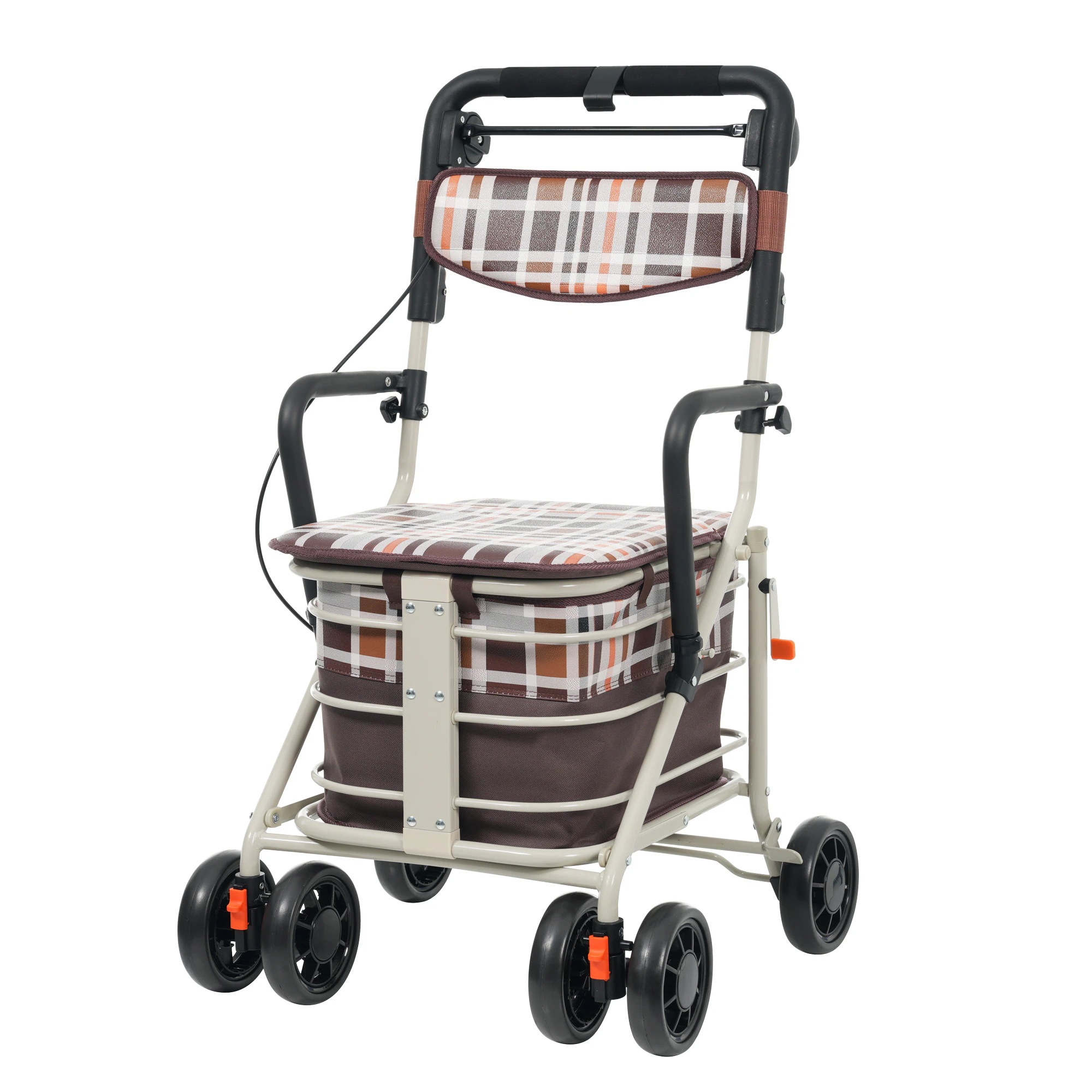 【国内即発送/送 料無料】歩行器 歩行車 シルバーカー ひじ掛け付き キャスター 室外用 高さ調整可能 折りたたみ可能 座面付き 四輪 キャスター付き おしゃれ 座れる 散歩 シニア 歩行補助 買い物