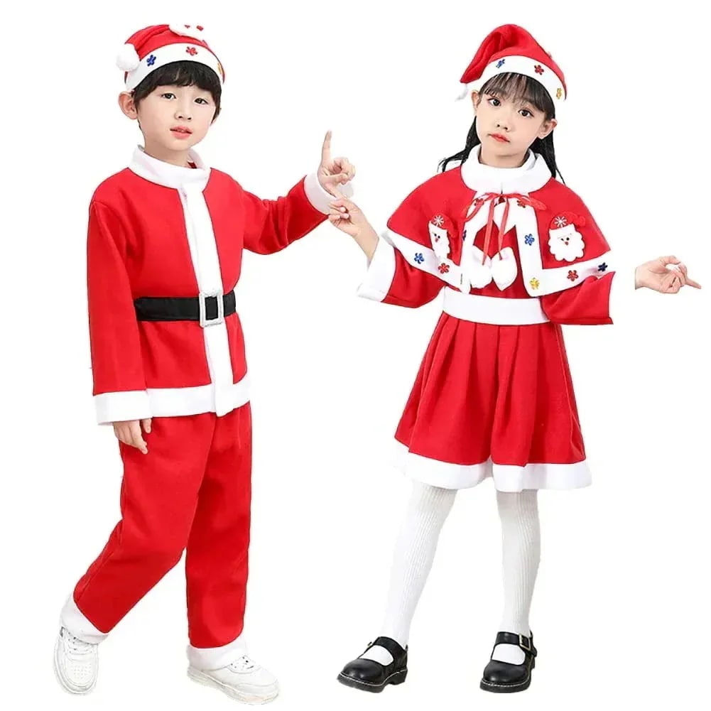 25大人気祝日おめでとうクリスマスサンタ服子供サンタコスムコスプレ女の子男の子可愛いワンピース仮装パーティー暖かいコスプレ衣装