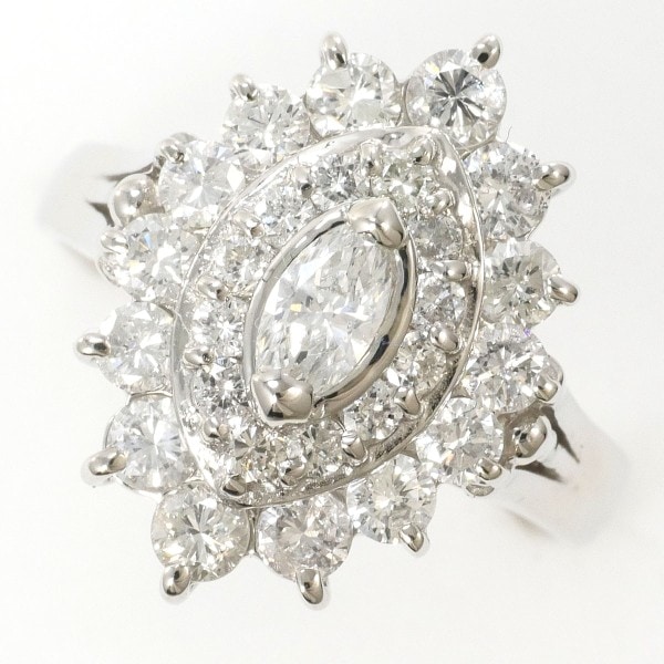 PT900 プラチナ リング 指輪 6.5号 ダイヤ 1.00 カード鑑別書 ジュエリー 中古