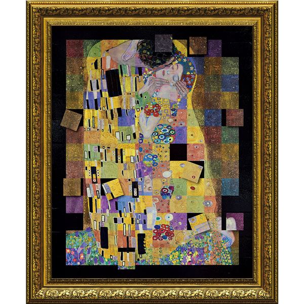 ユーパワー 名画モザイクアート Gel加工 アートフレーム Mサイズ クリムト「ザ/キス」
