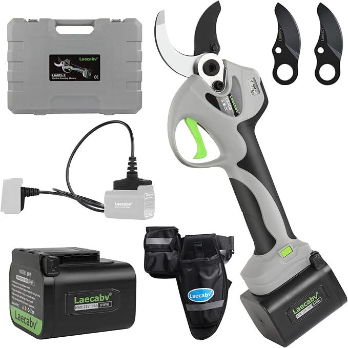 電動剪定バサミ コードレス 40mm充電式剪定ばさみ 軽さ・スピード・切れ味の頂点機種 2000mAh+4000mAhのリチウム電池2個付き 電動枝切り鋏 持ち運び便利 プロ剪定鋏 園芸用具 (LA4