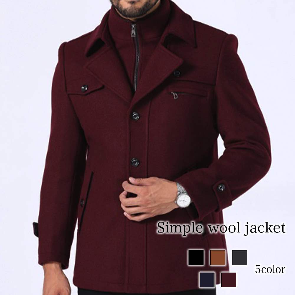 チェスターコート メンズ シンプルウールジャケット 青 ロング ハーフコート ブランド 春 アウター ショート ピーコート 軽い 秋 冬 グレンチェック ロングコート コート 大きいサイズ 40代 ス