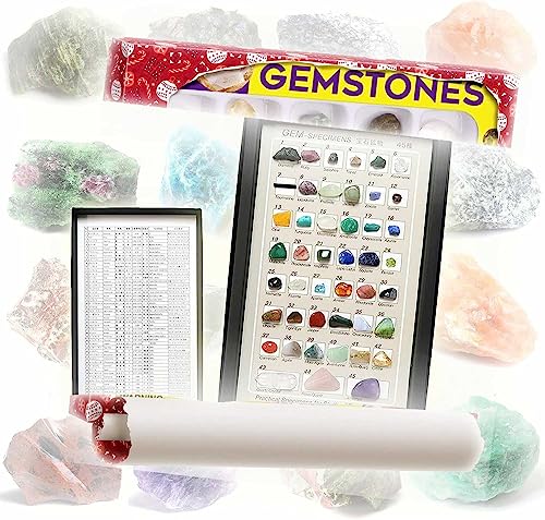 SCIENCE「宝石鉱物標本 45種コレクション GEMspecimens 紙製箱入り(箱裏部分に鉱