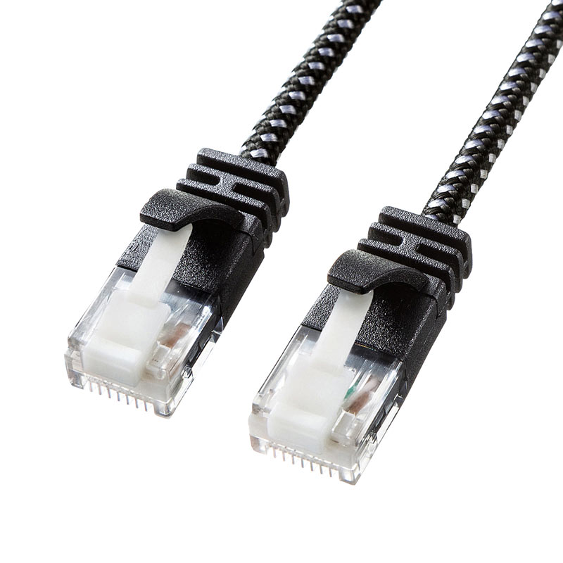 （まとめ買い）つめ折れ防止カテゴリ6A細径メッシュLANケーブル ブラック&ホワイト 3m KB-T6AME-03BKW [x3]
