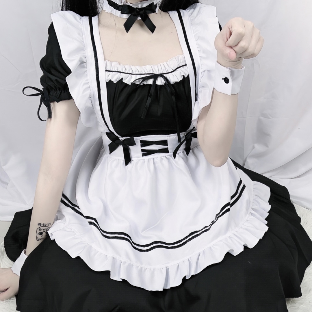 ワンピース コスプレ ショート ショート丈 半袖 フレア レース フリル リボン ウエストリボン ポケット ハイウエスト かわいい 大人可愛い 大人 おしゃれ お洒落 大人女子 ラブリー キュート