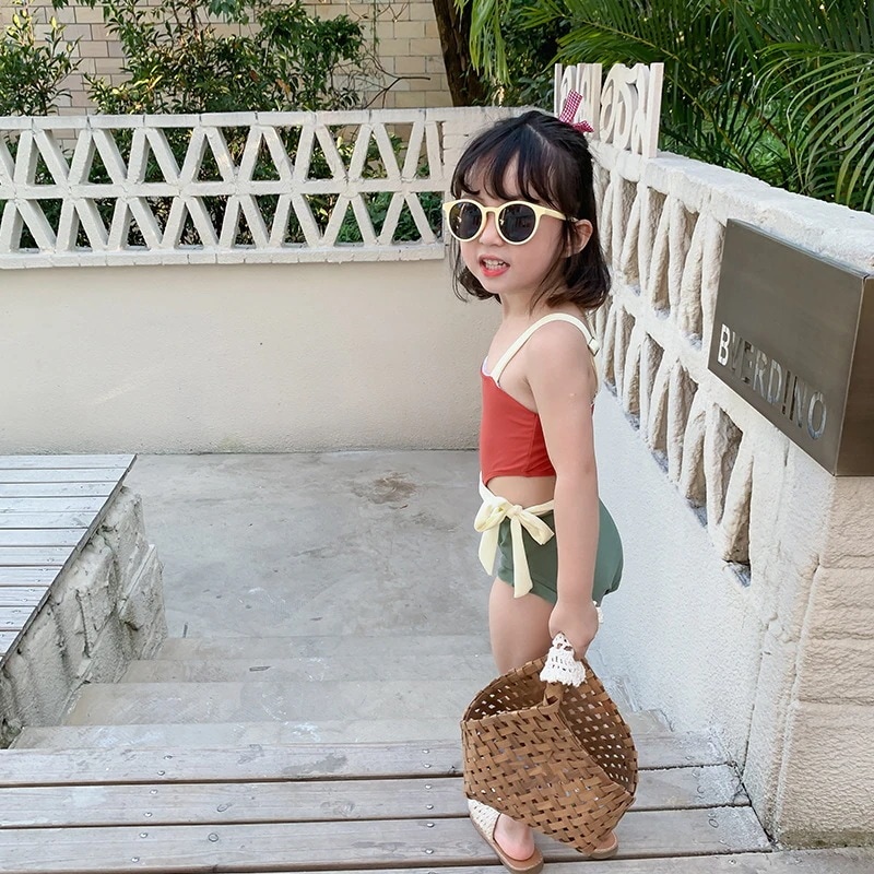 水着キッズ 女の子 韓国 ins子供用 水着 1-歳 ワンピース 腰透かし彫り 子供 韓国ファッション
