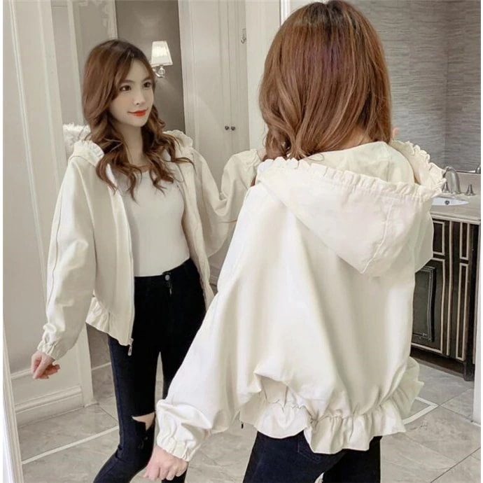 【超お得1つ買うと10個もらえる】ジャケット レディース ジャンバー フリル 可愛い 秋服 コート カジュアル アウター 春