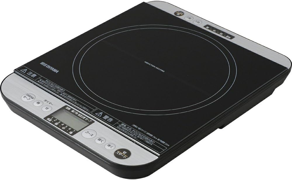 アイリスオーヤマ IRIS OHYAMA IHコンロ 1口 IHクッキングヒーター 液晶付き 1400W 両側操作パネル 卓上 7段階火力調整 ブラック IHC-T61-B