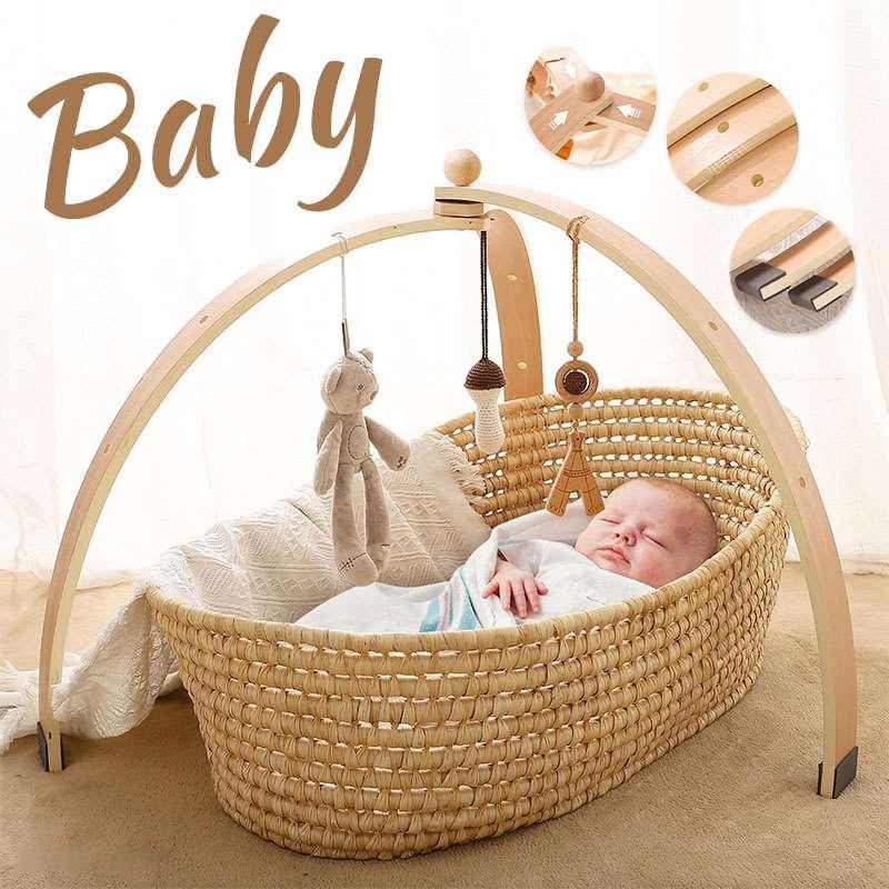 ベビージム 木製 ナチュラル プレイジム メリー付き 室内遊具 遊びジム アクティビティプレイジム 木のおもちゃ 指遊び ハ おもちゃ付き