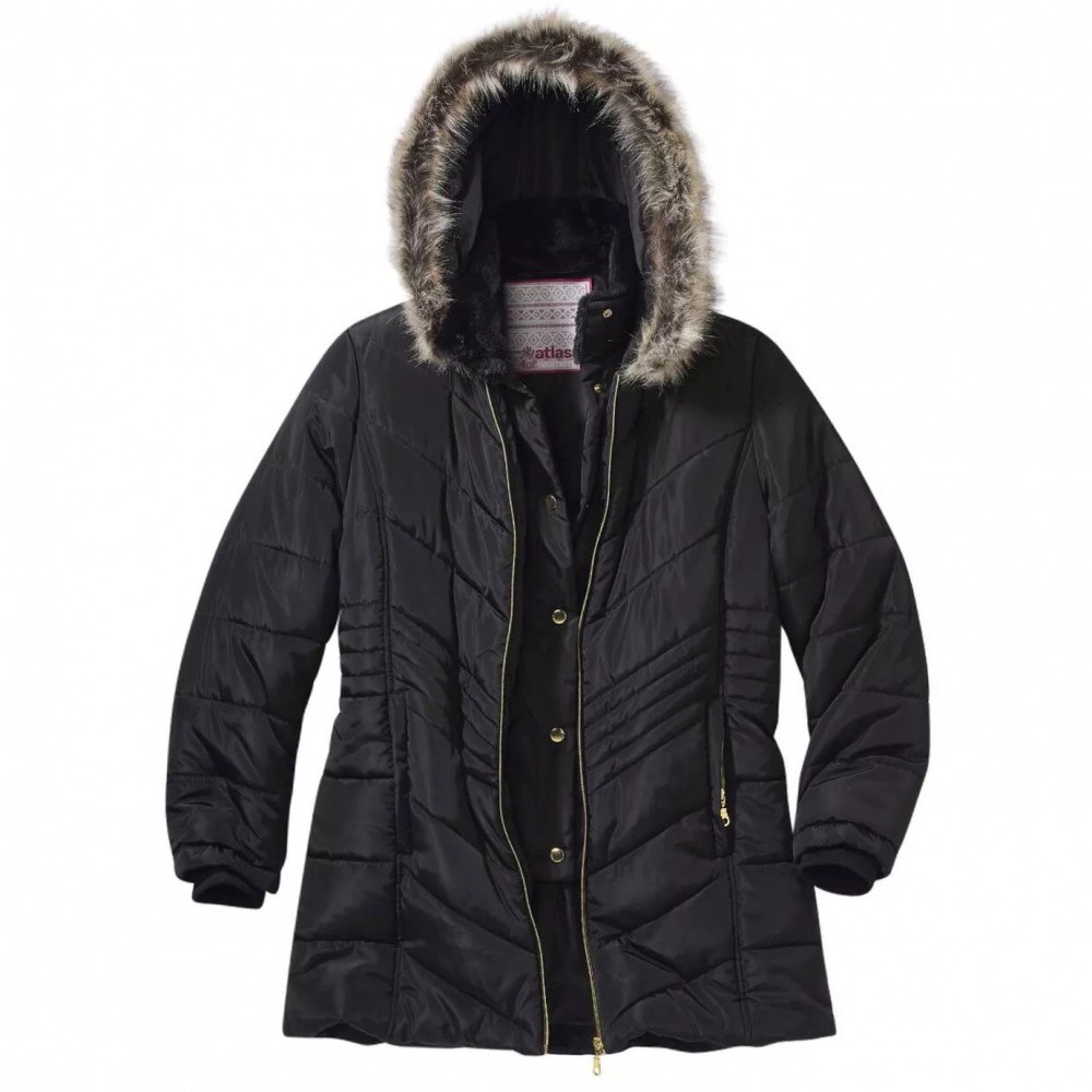 (英国より直送) Atlas レディースレディース/レディースフード付きフェイクファー撥水パッド入りジャケット