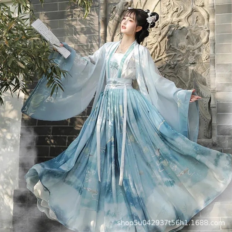 アンティーク韓服の女性のウエスト丈刺繍プリント スカート スーツ春夏秋の新スタイル