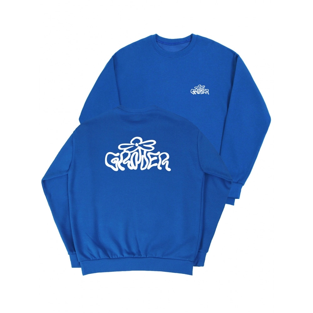 GRAVER ウェーブロゴフラワースウェットシャツコバルトブルー