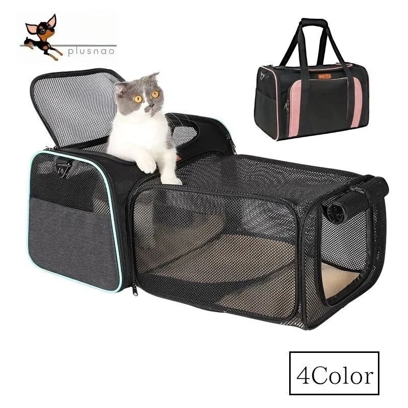 lucky box NEWカラー追加ボストンキャリー キャリーバッグ ペット用 折り畳み メッシュ 通気性 犬 猫 拡張 出入り口自由89