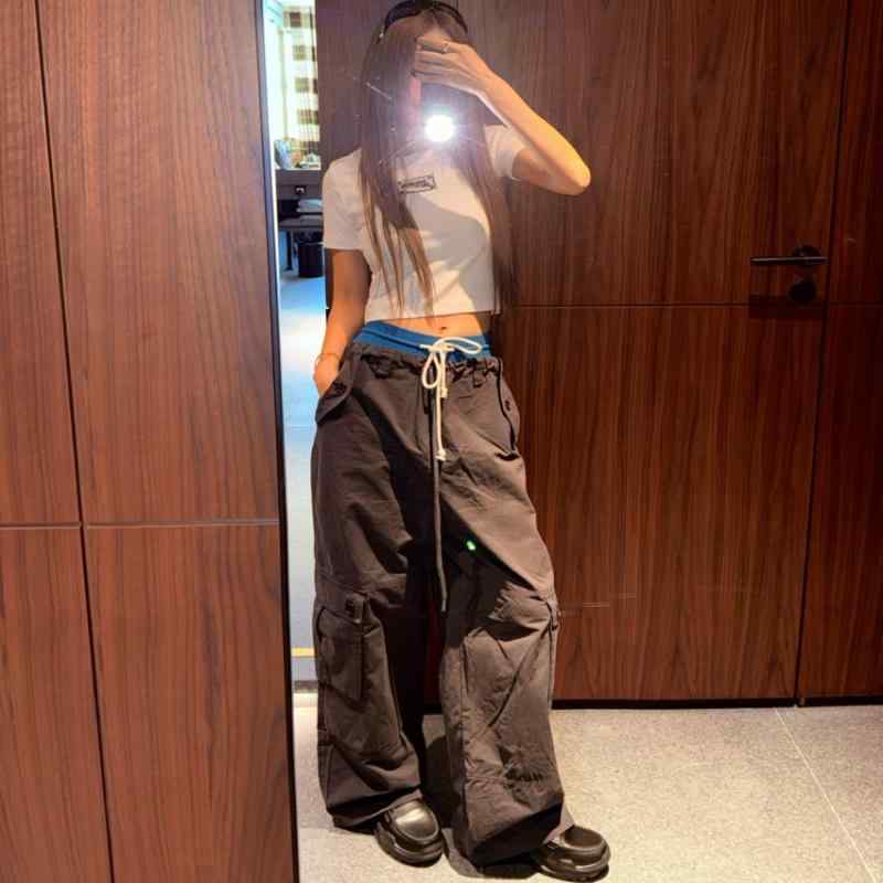 カーゴパンツ　メンズ　レディース おお Me Tell Jennie Jin Zhini Same Style ロースト リング マルチ ポケット アウターウェア カジュアル オーバー オール