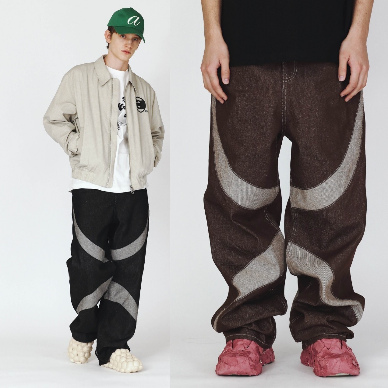 [ADDOFF] HOOF CURL LINE REAL WIDE DENIM PANTS 2色