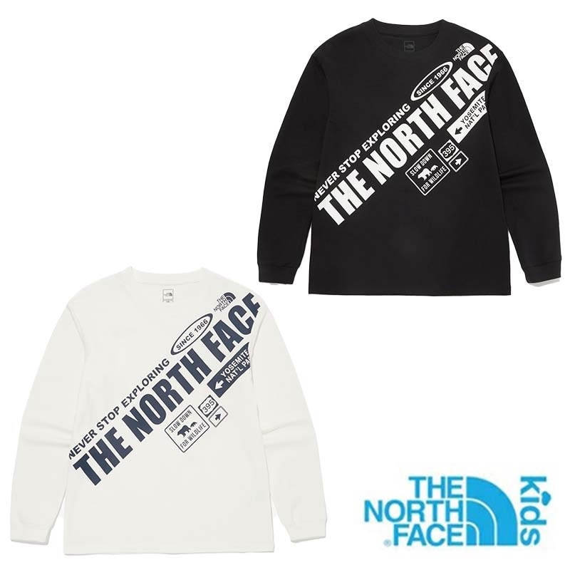 NT7TQ52 KS EXPLORER LETTERING L/S R/TEET シャツ シャツ キッズ 丸襟 ラウンド クルーネック Uネック 長袖 シンプル ベーシック 綿 コットン 小学生