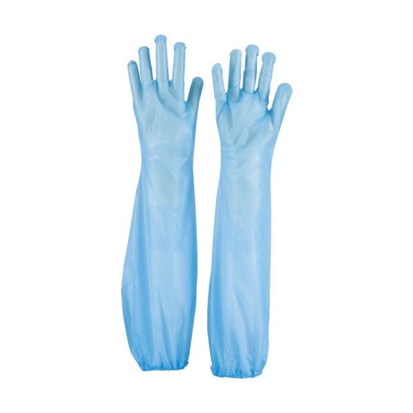 （まとめ） TRUSCO使い捨てポリエチレンロング手袋 ブルー TPL-60-B 1箱（30枚） [x5セット]