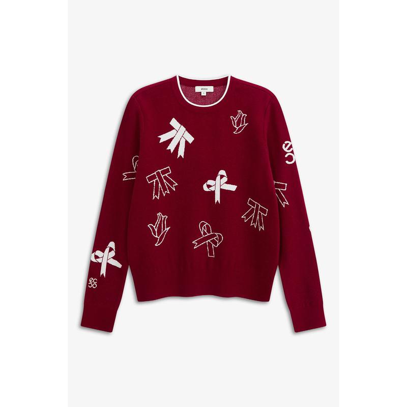 リボンパターンラウンドプルオーバー