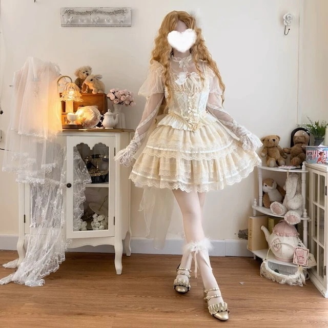 今年 短纳期 3点 セットアップ トップス+スカート+バックレースリボン ハロウィン 大人 仮装 コスチューム服 衣装 ガーリー 甘め 学園祭 文化祭 ファッション系 レディース セ