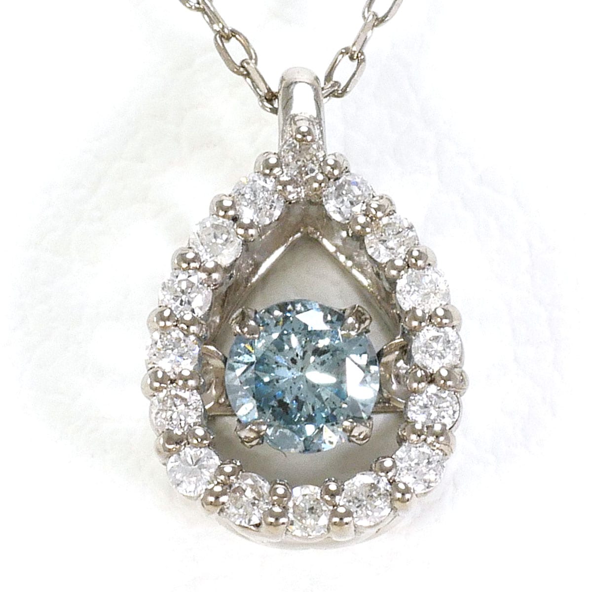 K18 18金 WG ホワイトゴールド ネックレス ブルーダイヤ ダイヤモンド 総重量約1.2g 約40cm 中古