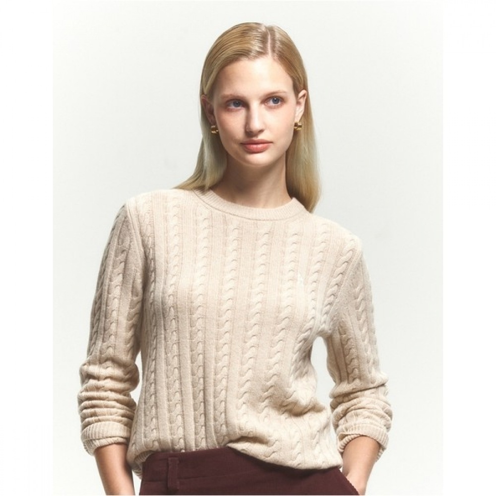 (ヘッジスレディース) 24FW ケーブルセーターライトベージュ HSSW4DC85I1