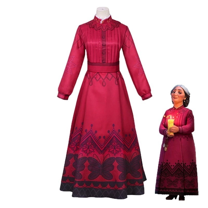 魔法の部屋着コスプレミラべおばあちゃんAbuela Almaコスプレ赤いワンピースセット