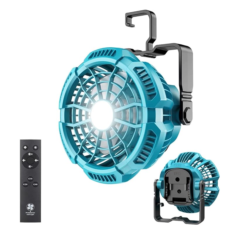 携帯扇風機 マキタ充電式キャンプ アウトドア扇風機 風量3段階調節 3段階輝度切替マキタ14.4/18Vバッテリ対応手持ち卓上吊り下げ三用 きリモコン 付 小型 静音 釣り 野営 登山 防災 停電 7,917円