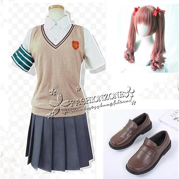 とある科学の超電磁砲 風 御坂美琴 コスプレ衣装 制服 ウィッグ 靴 コスチューム イベントcosplay アニメ ハロウィン仮装 クリスマス変装