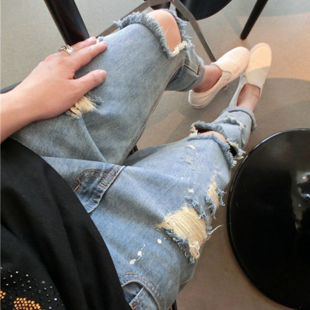 ダメージジーンズ ダメージデニム 大きいサイズ 2XL 3XL 4XL 5XL ダメージ加工 デニム パンツ 韓国 レディース オルチャン シンプル 個性的 大人 かっこいい 高級感