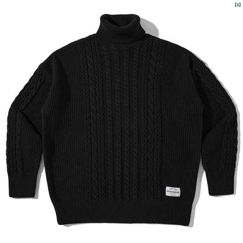 メンズ　メンズファッション　 900グラム 重い高 密度 織り フロント バック 針 レトロ 冬 厚手 ニット カップル ツイスト タートルネックセーター 男性