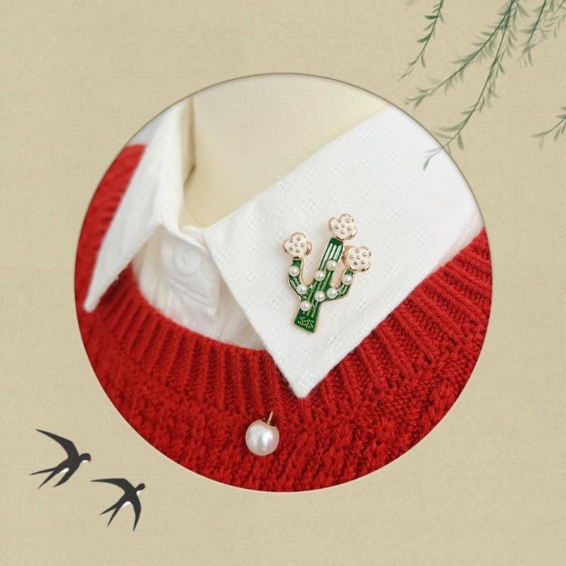 ブローチ ピンブローチ サボテン アクセサリー キュート エレガント 女子力 上品 ギフト レディース ファッション