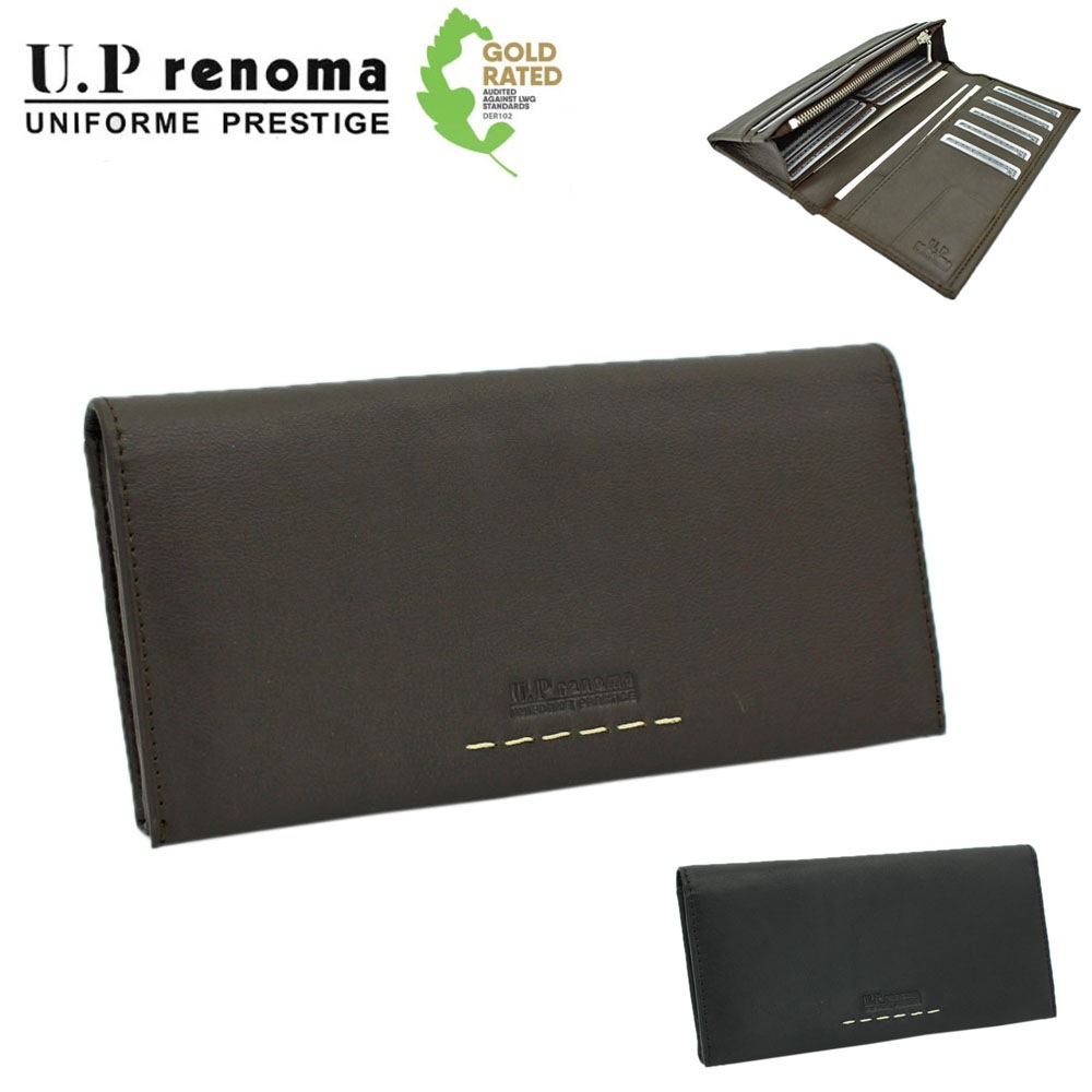 サイフ 財布 長財布 束入れ メンズ 本牛革 ステッチ ブランド U.P renoma 61R671 小銭入れ カード入れ スリム ソフト レザー 化粧箱入り ギフト プレゼント お祝い 5,517円