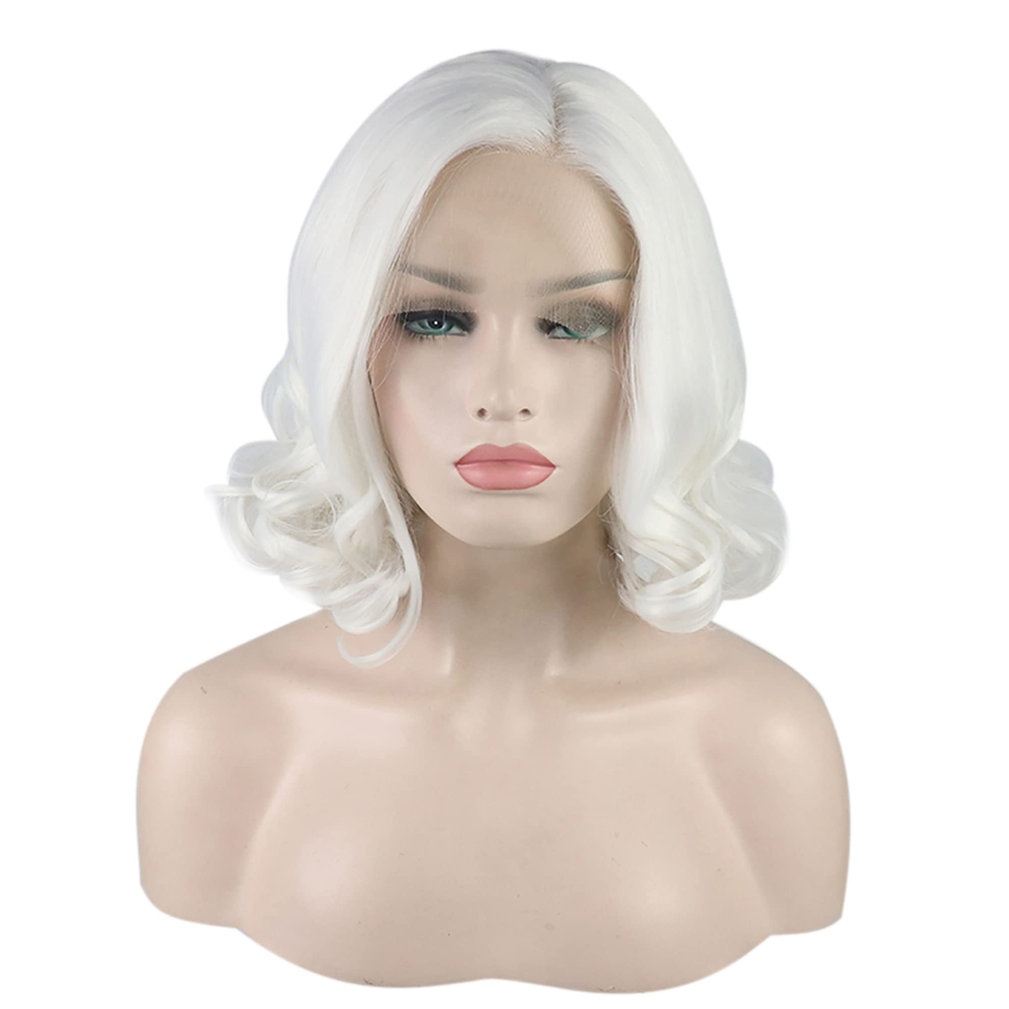 VOCOSTE レースフロントウィッグ 耐熱性 ミディアムロングボディウェーブ 女の子の日常用 ホワイト 35.5 cm 7,053円