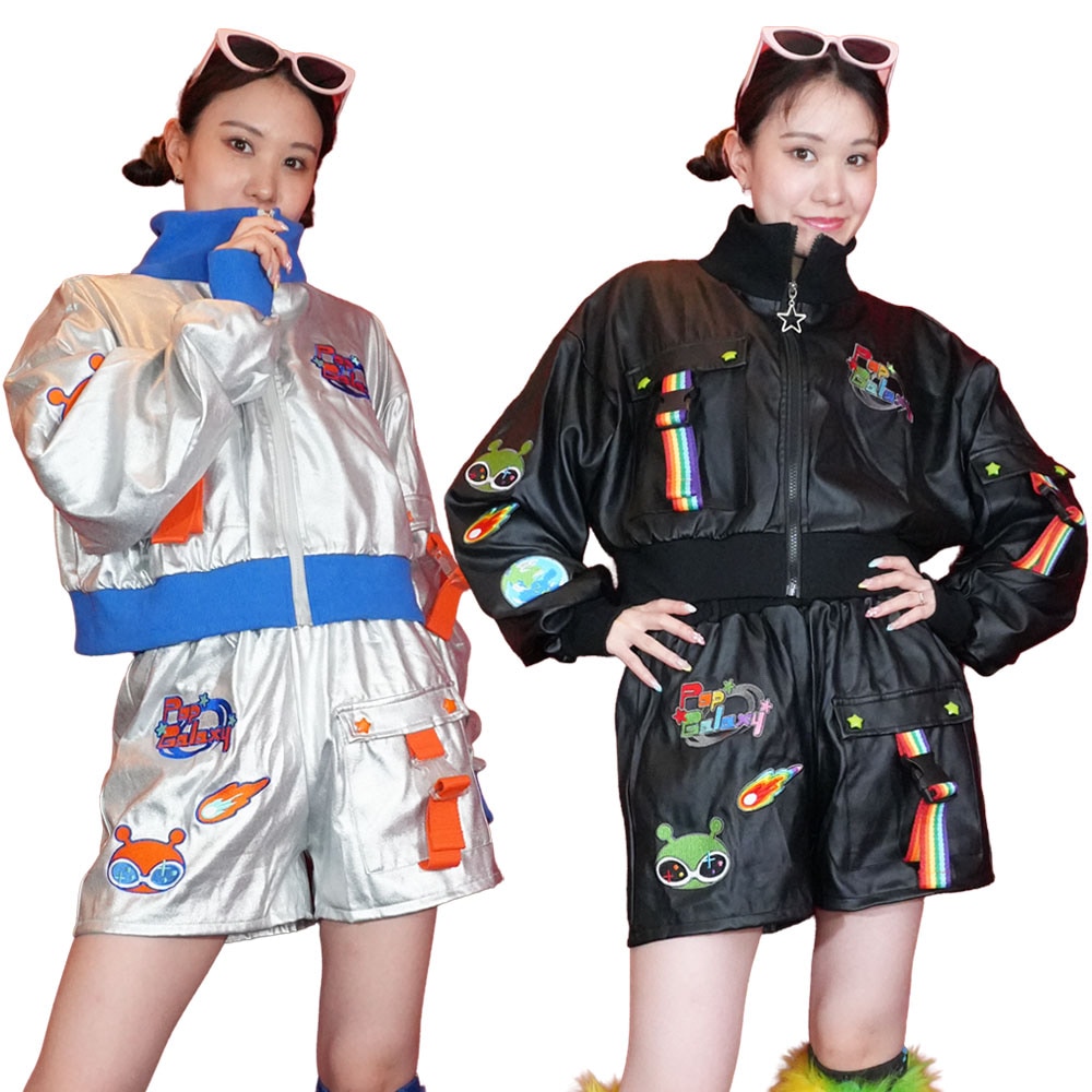 Pop Galaxy ジャケット 長袖 原宿 原宿系 ファッション サイバー 宇宙 宇宙人 UFO 刺繍 ポップ カラフル デコラ jr-608-135