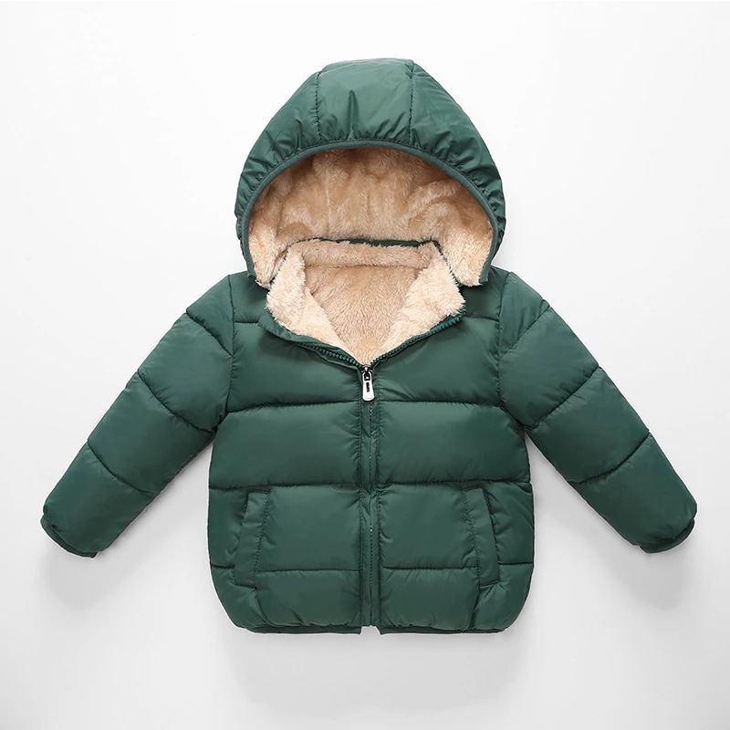 新品 大人気 ダウン風ジャケット 中綿入り キッズ ベビー 男の子 女の子 子供服 アウター 上着 長袖 フード付き ファスナー 赤 黒 無地 シンプル