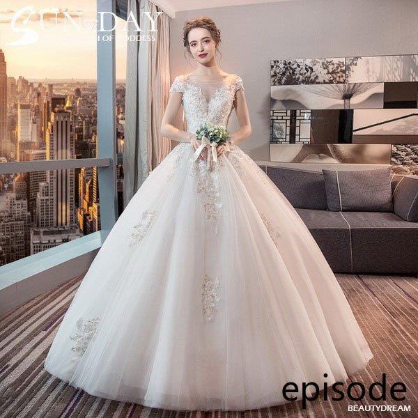 新品ウェディングドレス白 パーティードレス レース オフショルダー 演奏会 花嫁ロングドレス 結婚式 二次会 ウェディング 謝恩会 挙式hs5451