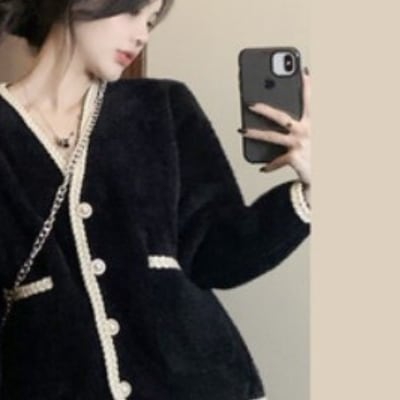 ブイネックカーディガン トップス アウター ジャケット 上着 ミディアム丈 袖あり 長袖 Vネック