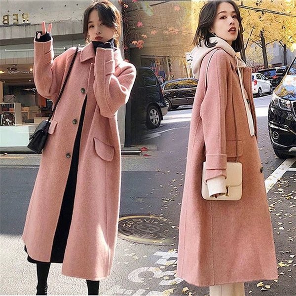 チェスターコート レディース 冬 コート ロング丈コート ラシャコート 韓国風 着痩せ 上品 ピンク