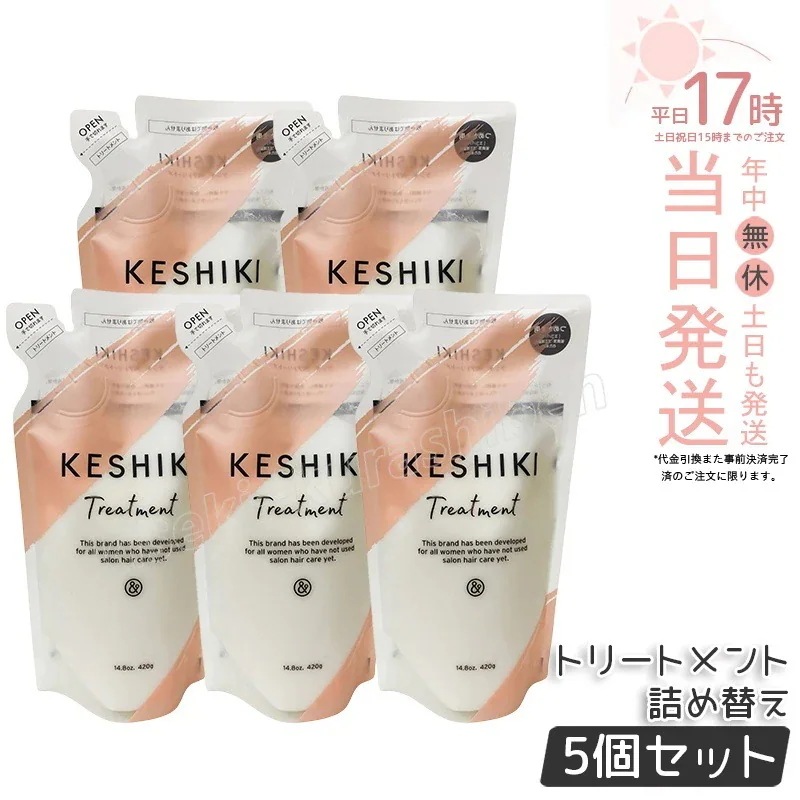 【5個セット】ケシキ ヘアトリートメント 詰め替え 420g KESHIKI ヘアトリートメント 潤い成分 美容液 保湿成分 ダメージ補修 サロン専売品 美容室 美容院 天然由来成分