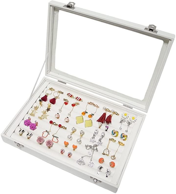 アクセサリー 収納 ボックス ケース(ホワイト中イヤリングセット付)